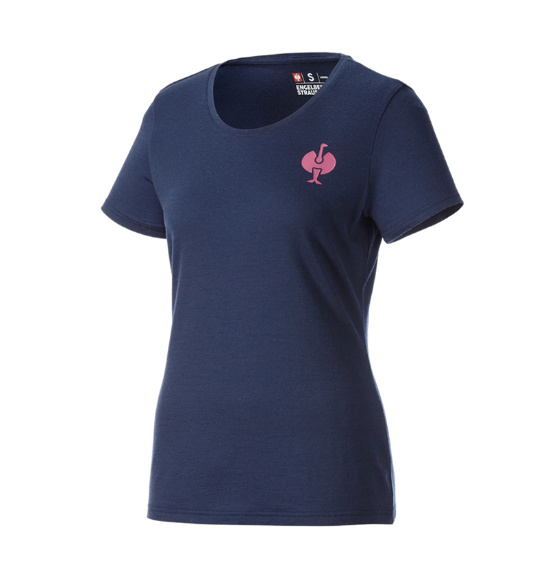 Hauts: T-Shirt Merino e.s.trail, femmes + bleu profond/rose tara 5