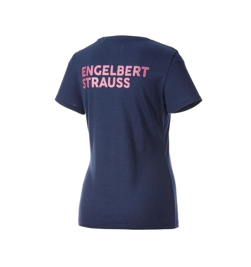 Hauts: T-Shirt Merino e.s.trail, femmes + bleu profond/rose tara 6