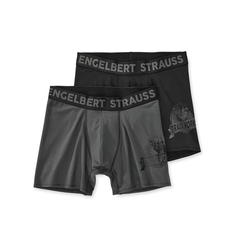 Ondergoed | Thermokleding: Longleg boxers e.s.iconic, per 2 verpakt + carbongrijs+zwart