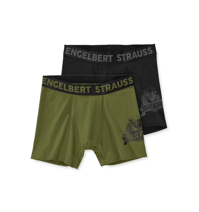 Ondergoed | Thermokleding: Longleg boxers e.s.iconic, per 2 verpakt + berggroen+zwart