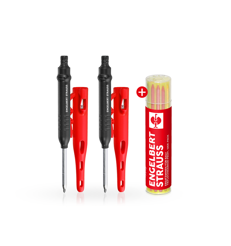 Markeergereedschappen: 2x e.s. bouw/diepgatmarker profi+ Reservevullingen