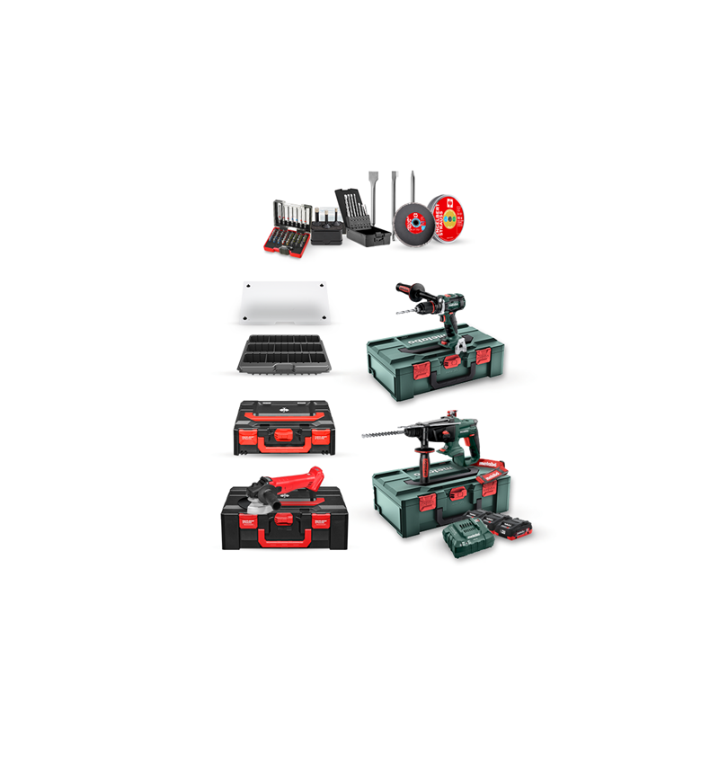 Système STRAUSSbox: Pack combiné Metabo 18V X 3x4,0 Ah ions lithium+ch