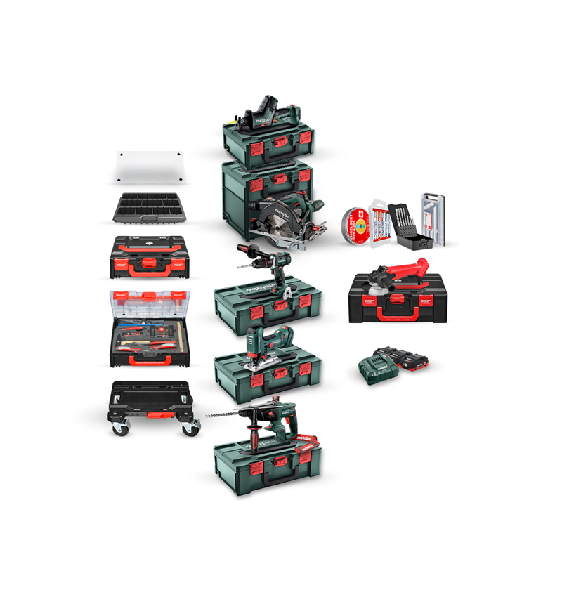 Système STRAUSSbox: Pack combiné Metabo 18V XV 3x 4,0 Ah LiHD+chargeur