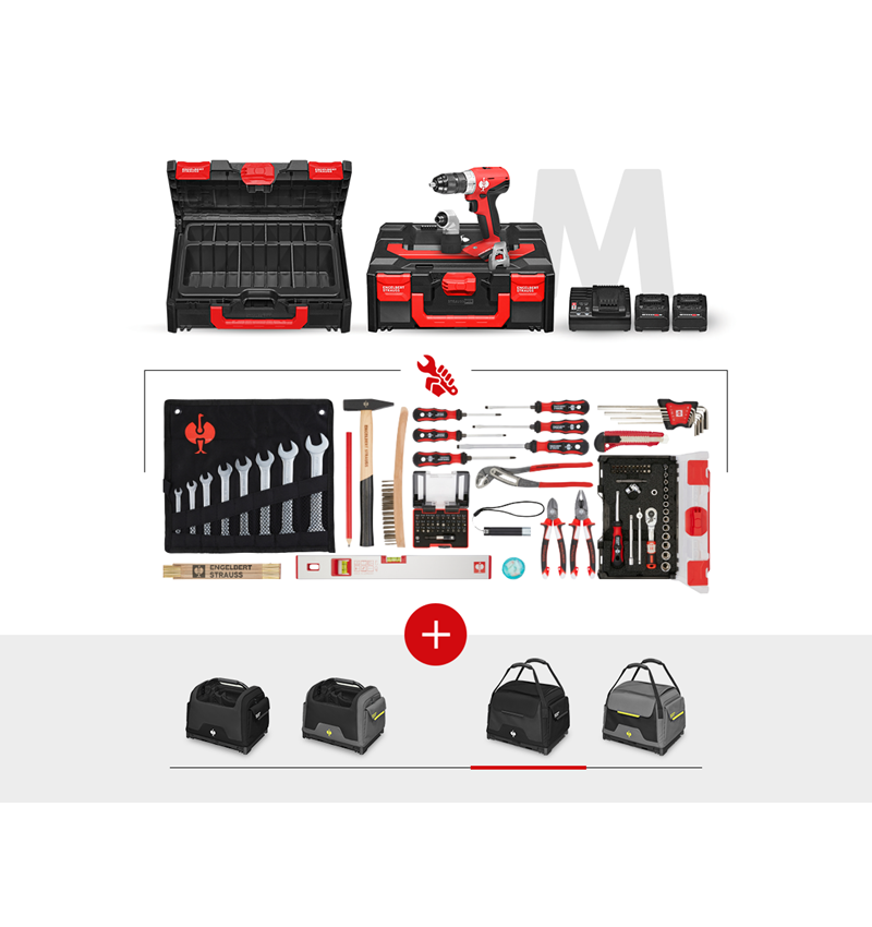 Werkzeuge: Werkzeug-Set Allround + 18,0V Akku-Multi-Schrauber + schwarz