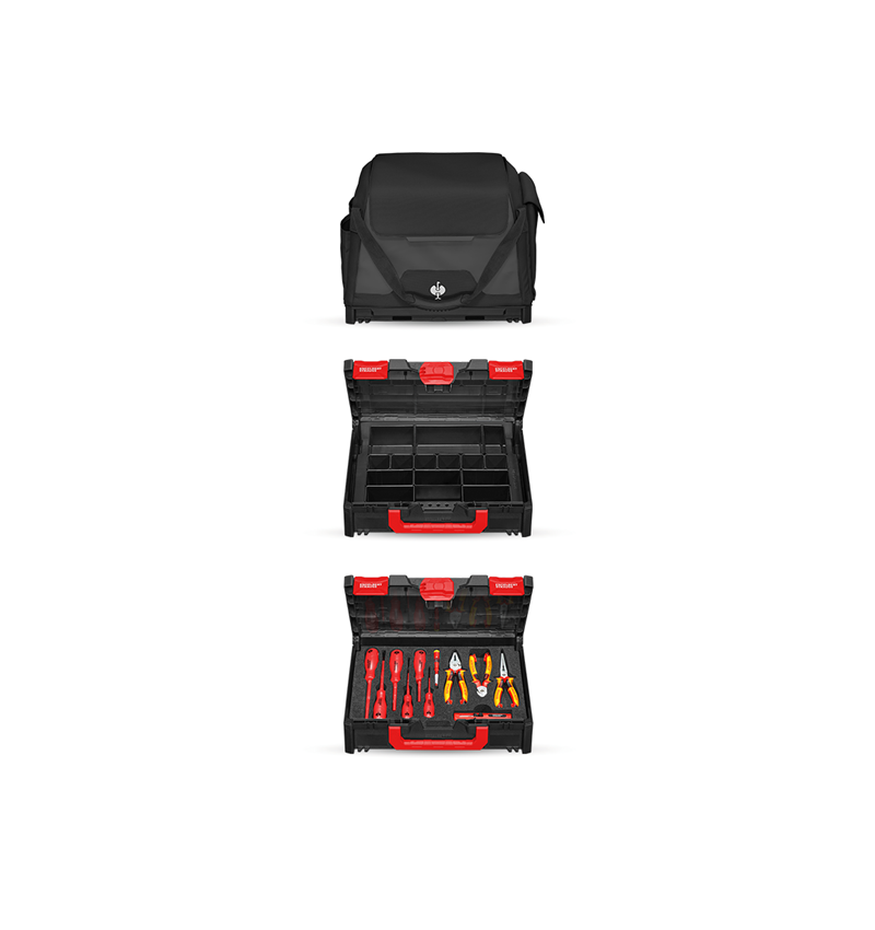 STRAUSSbox System: Werkzeug-Set Elektro + STRAUSSbox + schwarz