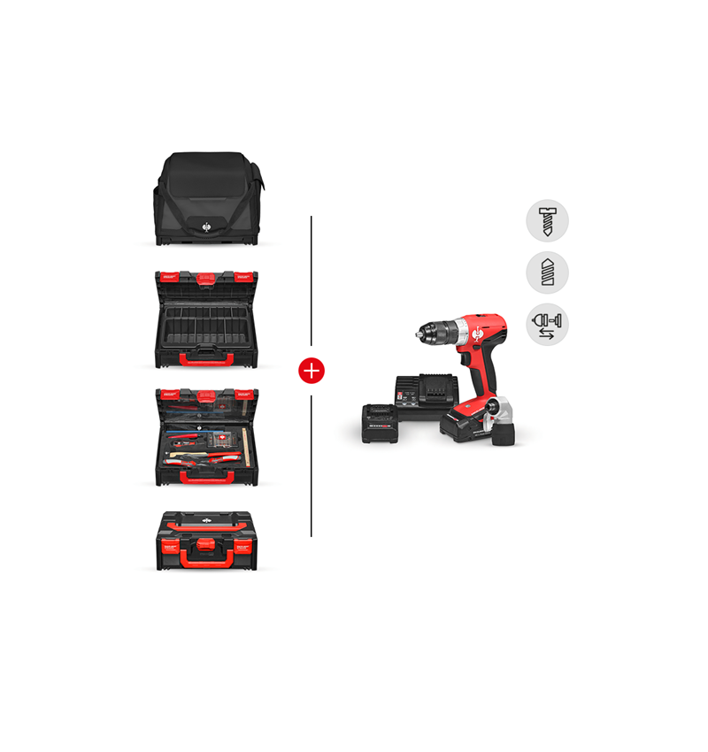 Outils: Kit d'outils + perceuse-vis. multi. + STRAUSSbox + noir
