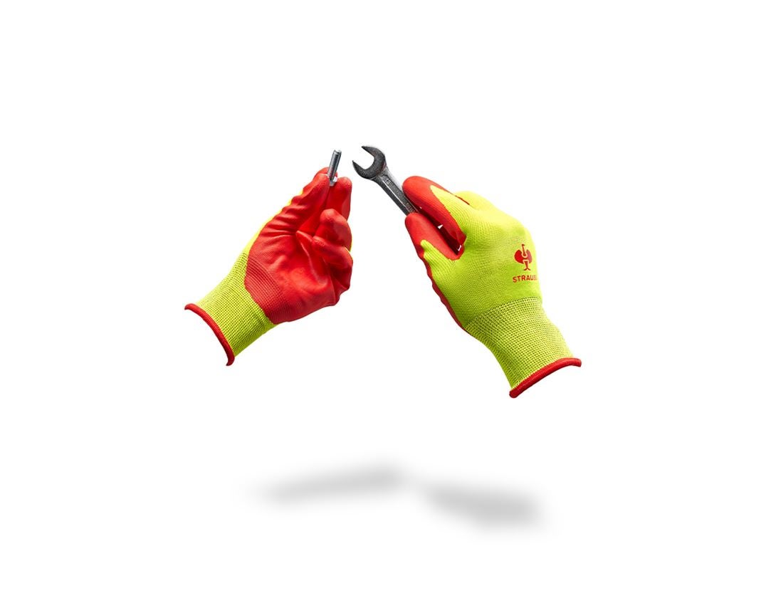 Gecoate: Nitrilschuim handschoenen Flexible Foam + signaalgeel/rood