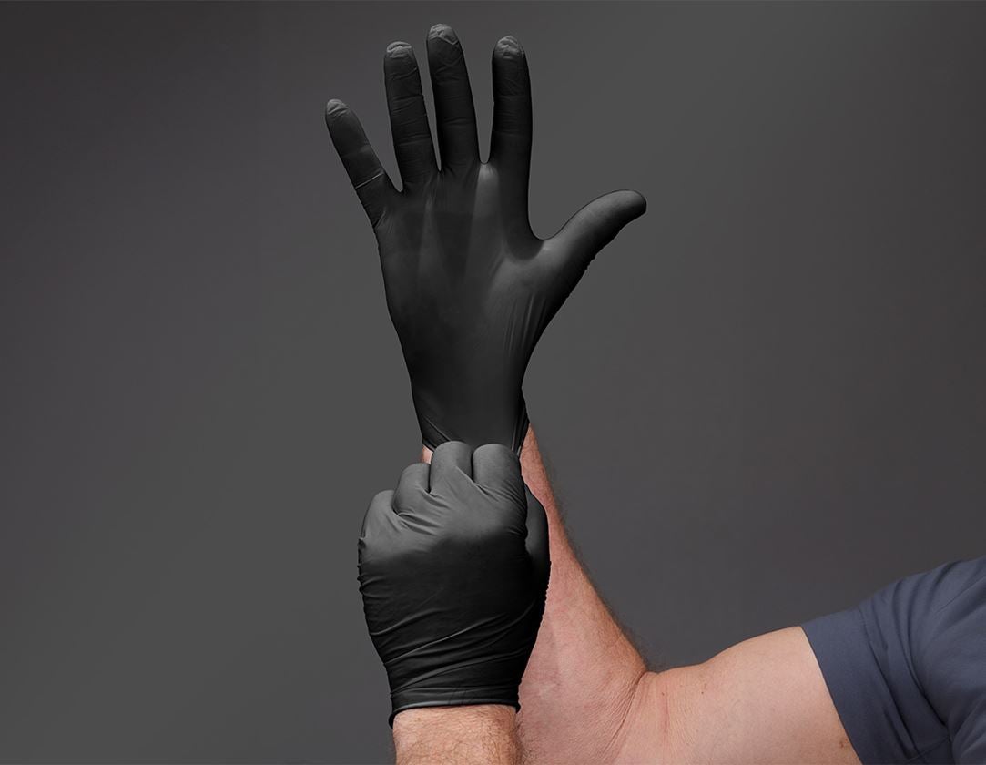 Sécurité au travail: Gants de labor.nitrile à usage unique, sans poudre + noir