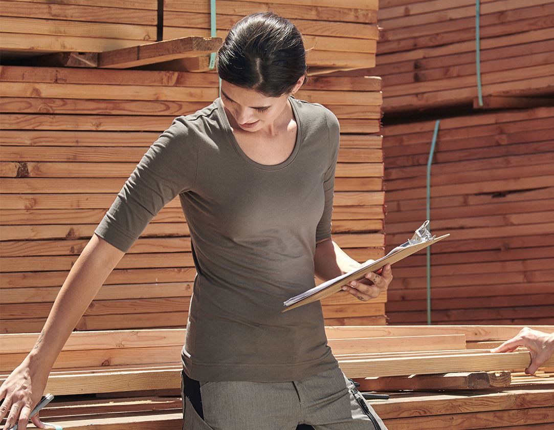 Installateurs / Plombier: e.s. Shirt à manches 3/4 cotton stretch, femmes + pierre 1