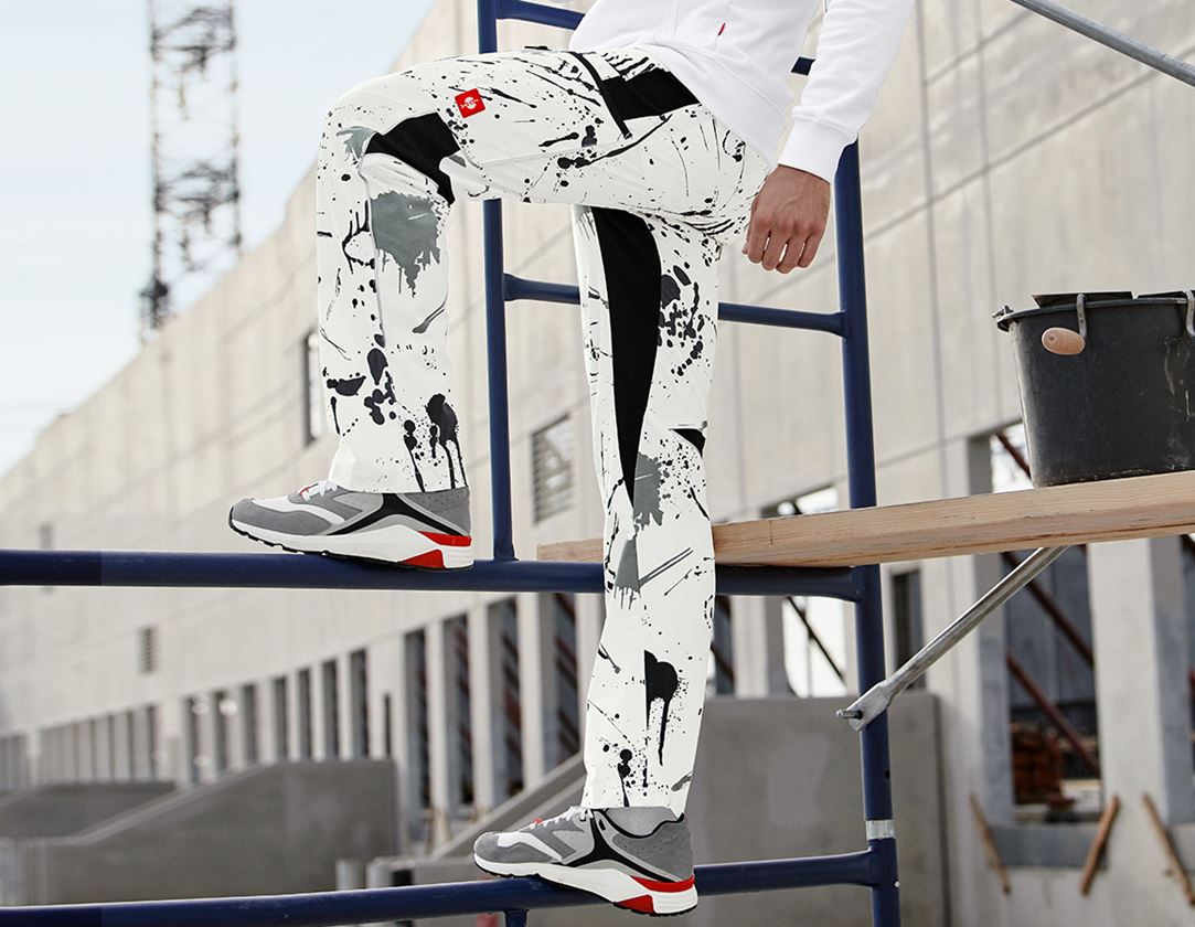 Pantalons de travail: e.s. Pantalon cargo stretch Painter + blanc/noir 1