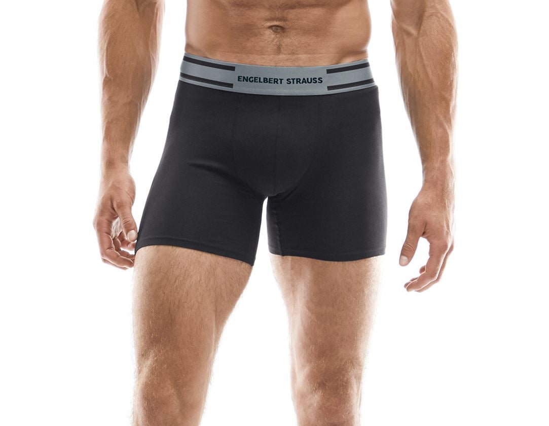 Ondergoed | Thermokleding: e.s. Cotton stretch longleg boxers + zwart/cement