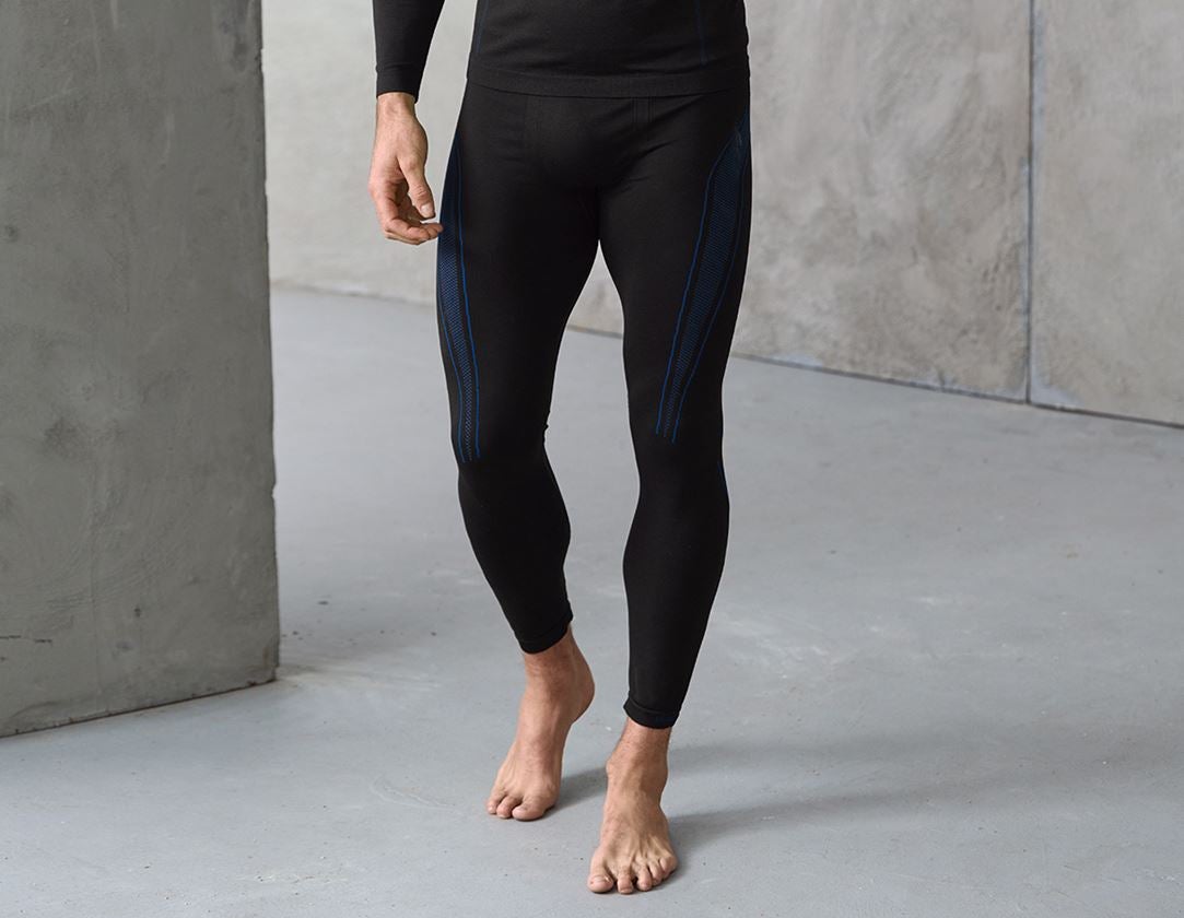 Kou: e.s. Functionele-Long Pants seamless-warm + zwart/gentiaanblauw