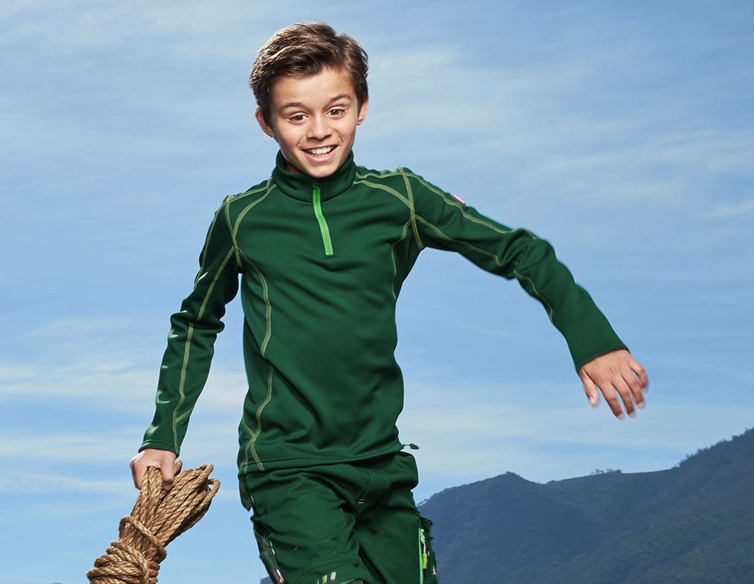 Shirts & Co.: Fun.Troyer thermo stretch e.s.motion 2020, Kinder + grün/seegrün