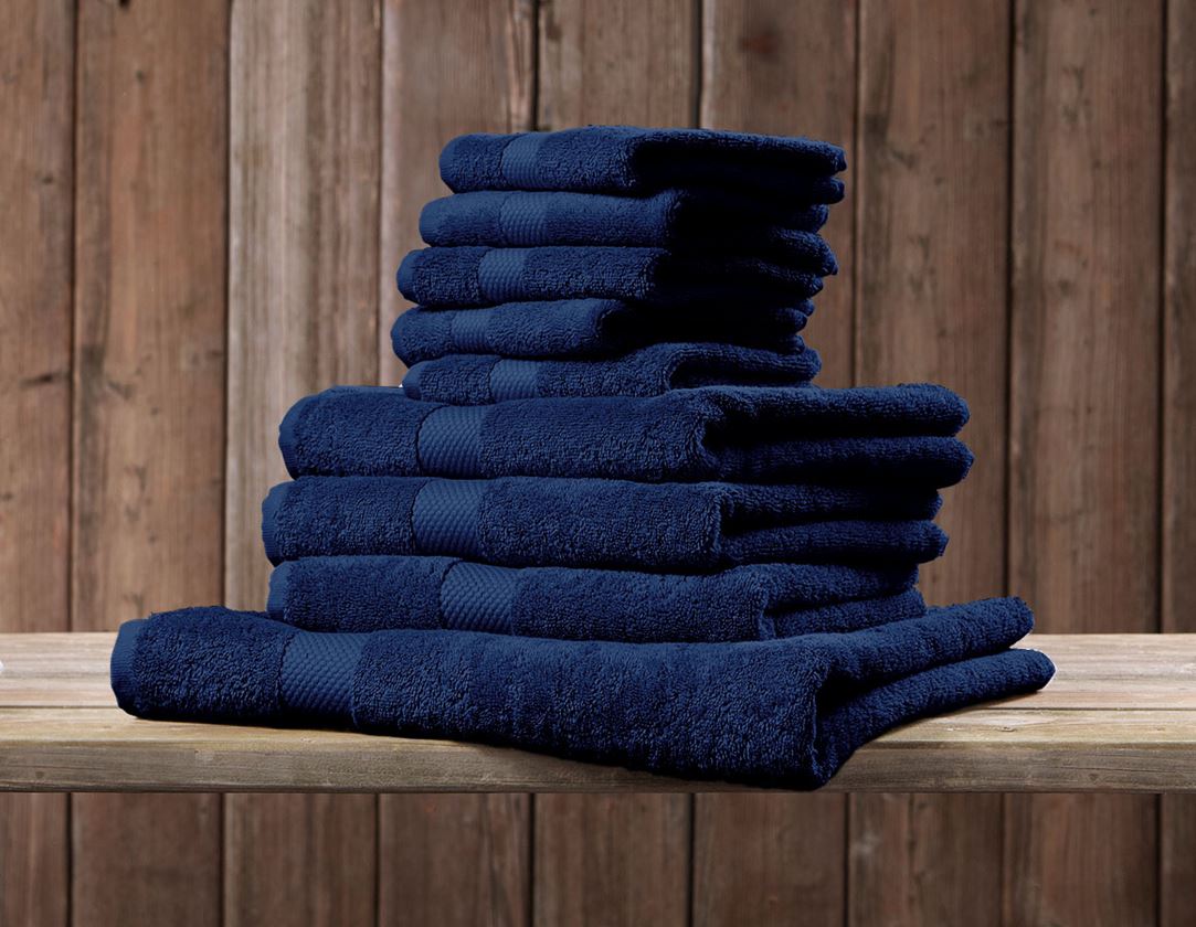 Chiffons: Serviettes de bain en éponge Premium + bleu foncé