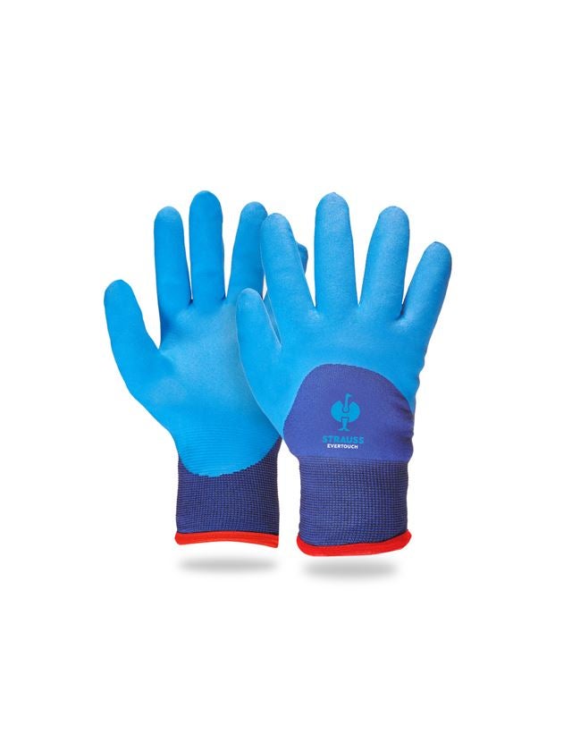 Gecoate: e.s. Nitril handschoenen evertouch winter + blauw/donkerblauw-mêlee