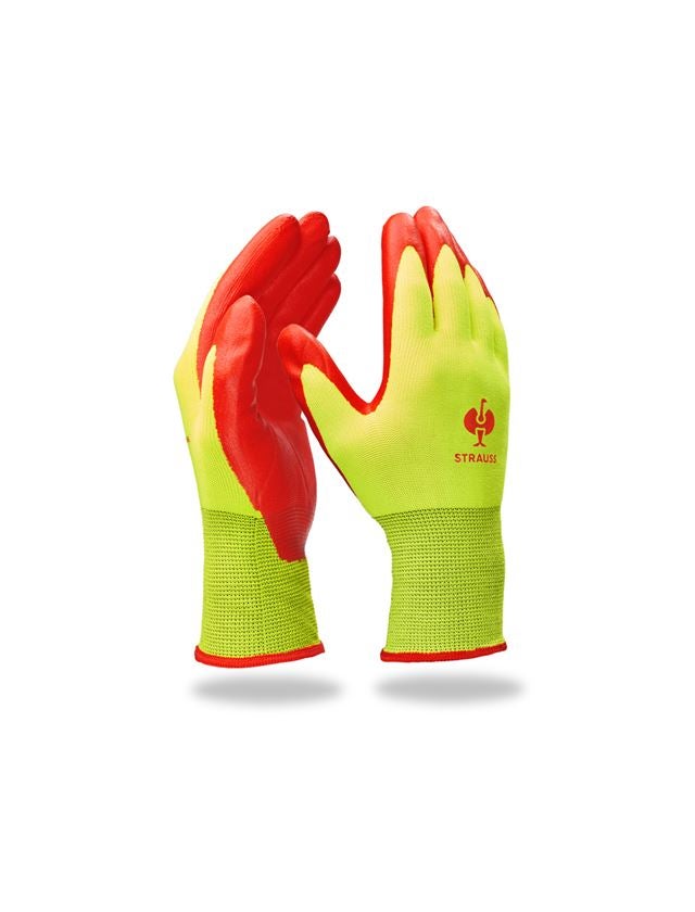 Gecoate: Nitrilschuim handschoenen Flexible Foam + signaalgeel/rood