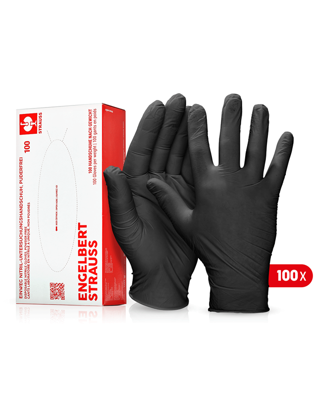 Sécurité au travail: Gants de labor.nitrile à usage unique, sans poudre + noir