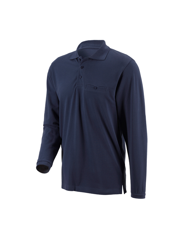 Shirts & Co.: e.s. Longsleeve-Polo cotton Pocket + dunkelblau