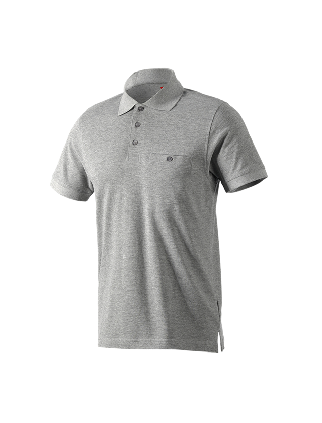 Tuin-/ Land-/ Bosbouw: e.s. Polo-Shirt cotton Pocket + grijs mêlee