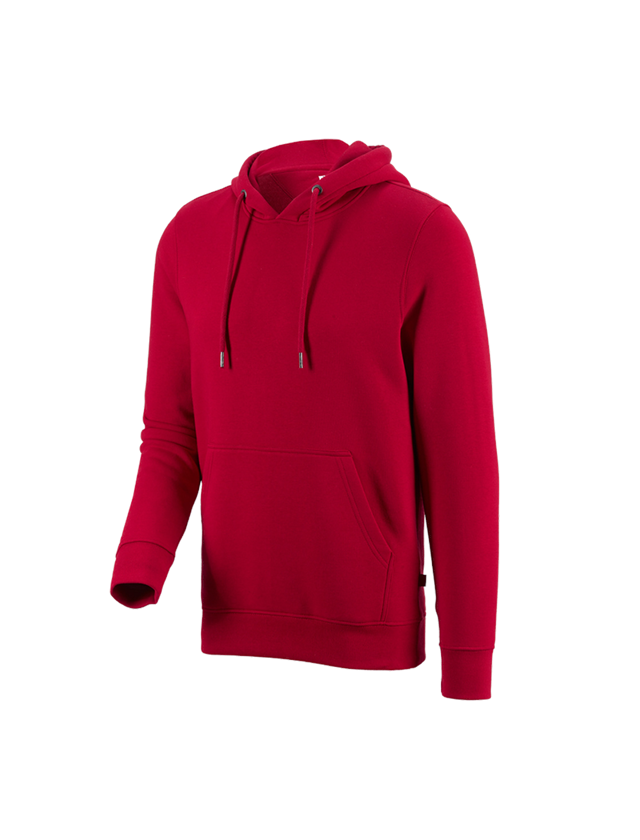 Hauts: e.s. Sweatshirt à capuche poly cotton + rouge vif