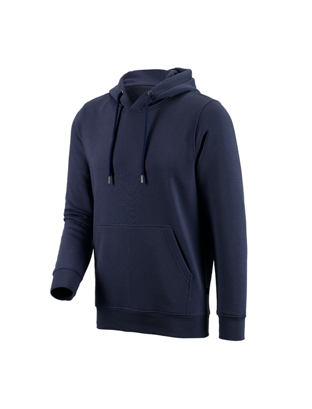 Hauts: e.s. Sweatshirt à capuche poly cotton + bleu foncé
