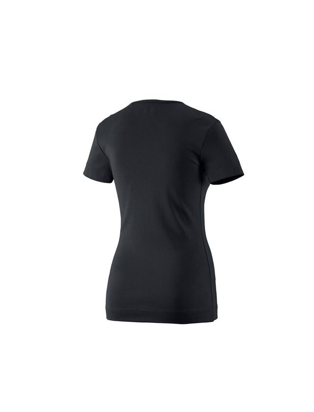 Hauts: e.s. T-shirt cotton V-Neck, femmes + noir 1