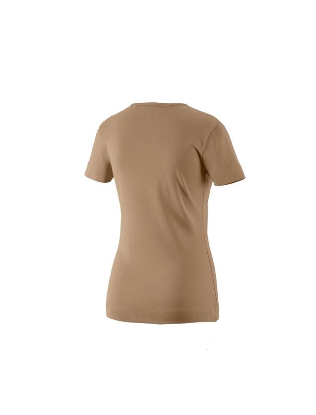 Bovenkleding: e.s. T-Shirt cotton V-Neck, dames + kaki 1