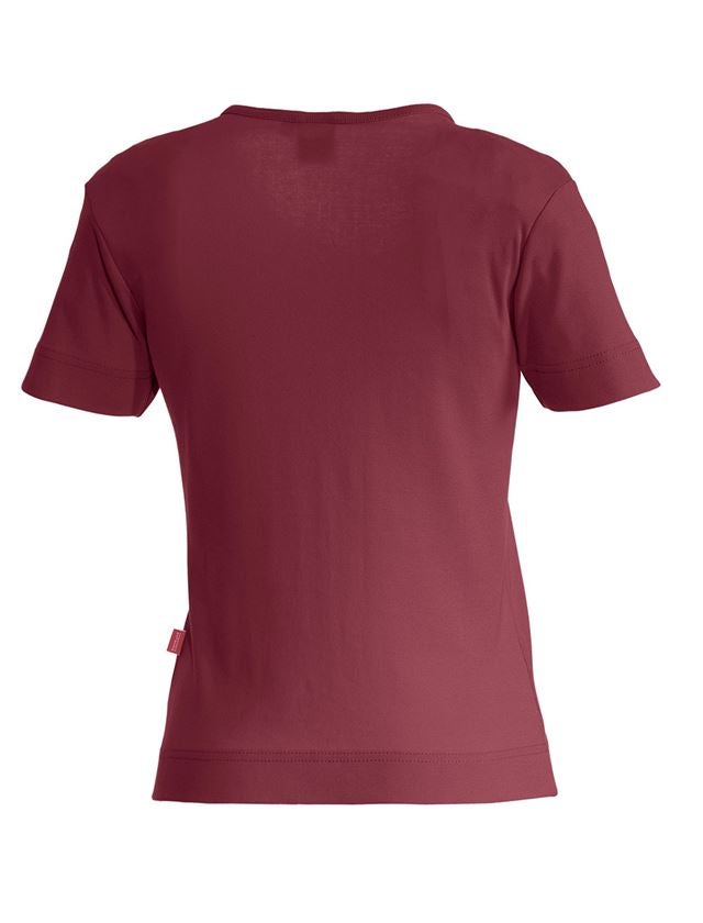 Bovenkleding: e.s. T-Shirt cotton V-Neck, dames + bordeaux 1