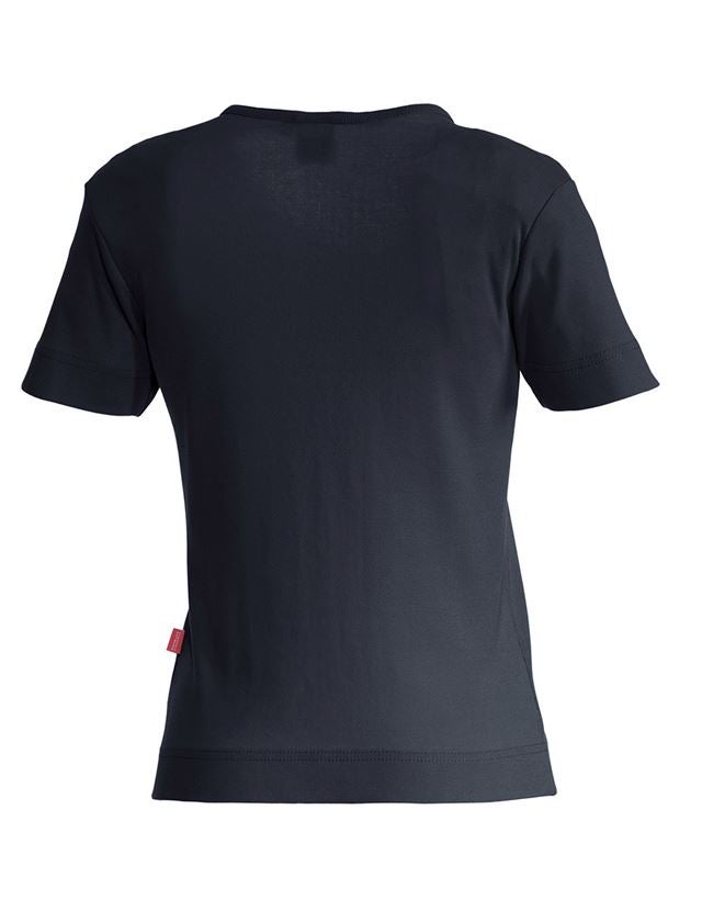Hauts: e.s. T-shirt cotton V-Neck, femmes + bleu foncé 1