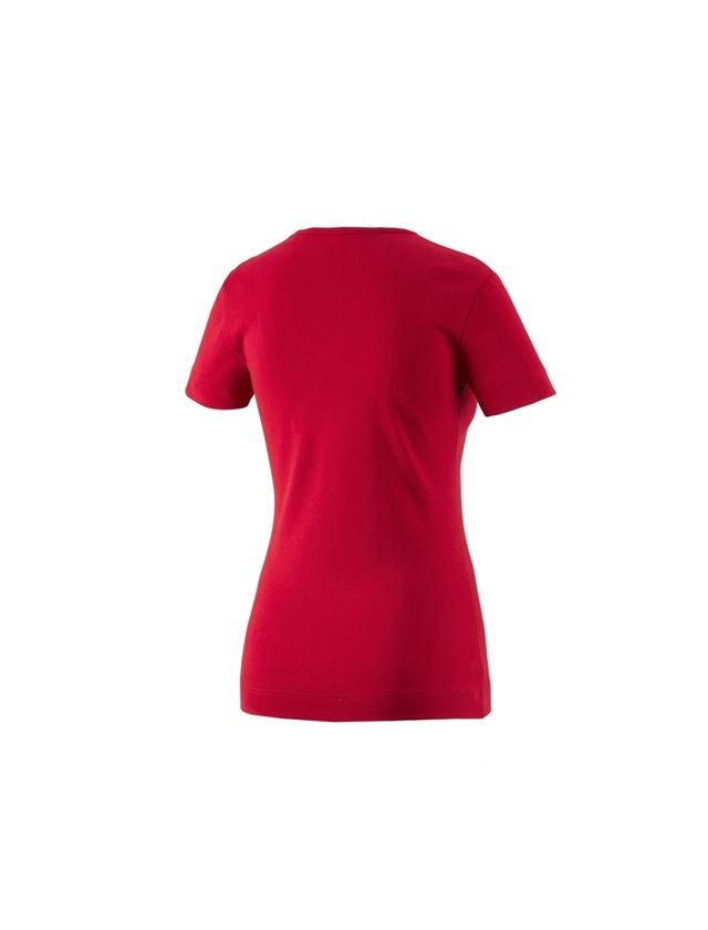 Bovenkleding: e.s. T-Shirt cotton V-Neck, dames + vuurrood 1