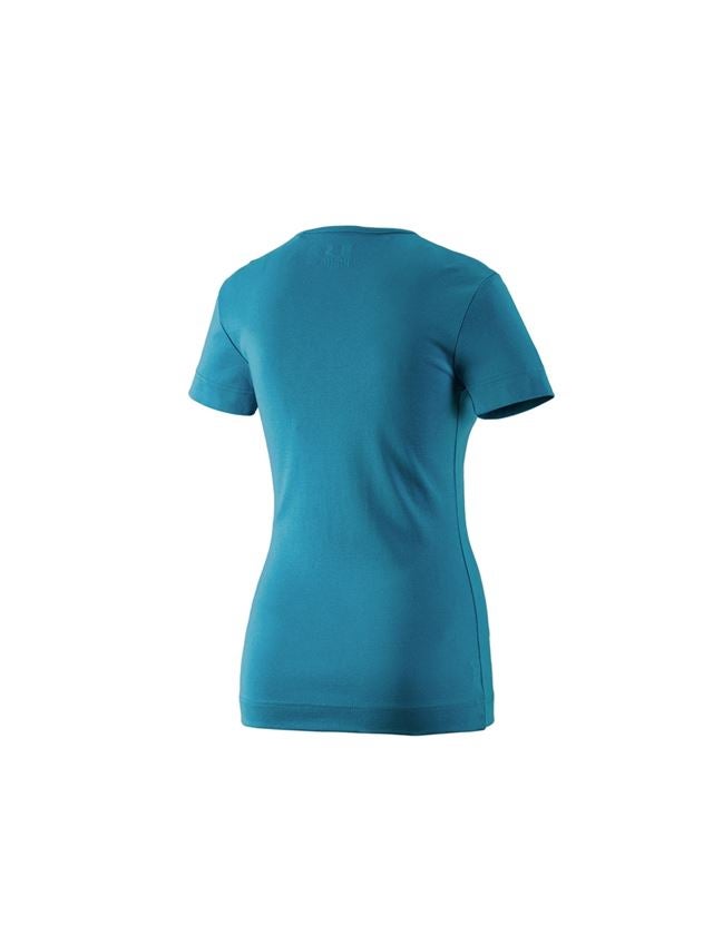 Bovenkleding: e.s. T-Shirt cotton V-Neck, dames + petrol 1