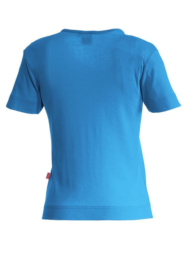 Hauts: e.s. T-shirt cotton V-Neck, femmes + bleu azur 1