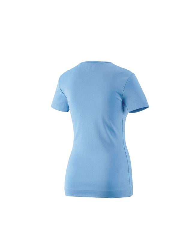Tuin-/ Land-/ Bosbouw: e.s. T-Shirt cotton V-Neck, dames + azuurblauw 1