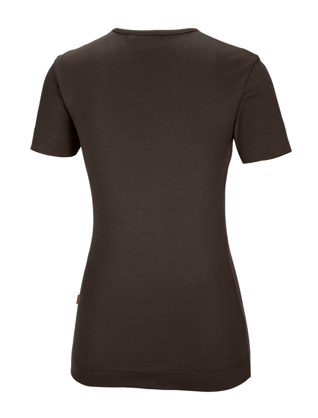 Hauts: e.s. T-shirt cotton V-Neck, femmes + marron 1