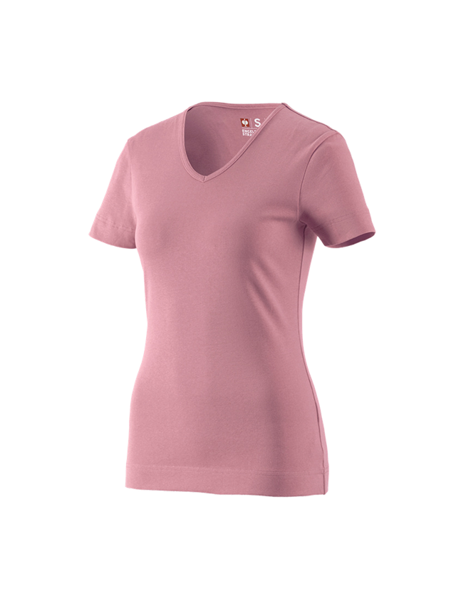 Bovenkleding: e.s. T-Shirt cotton V-Neck, dames + oudroze