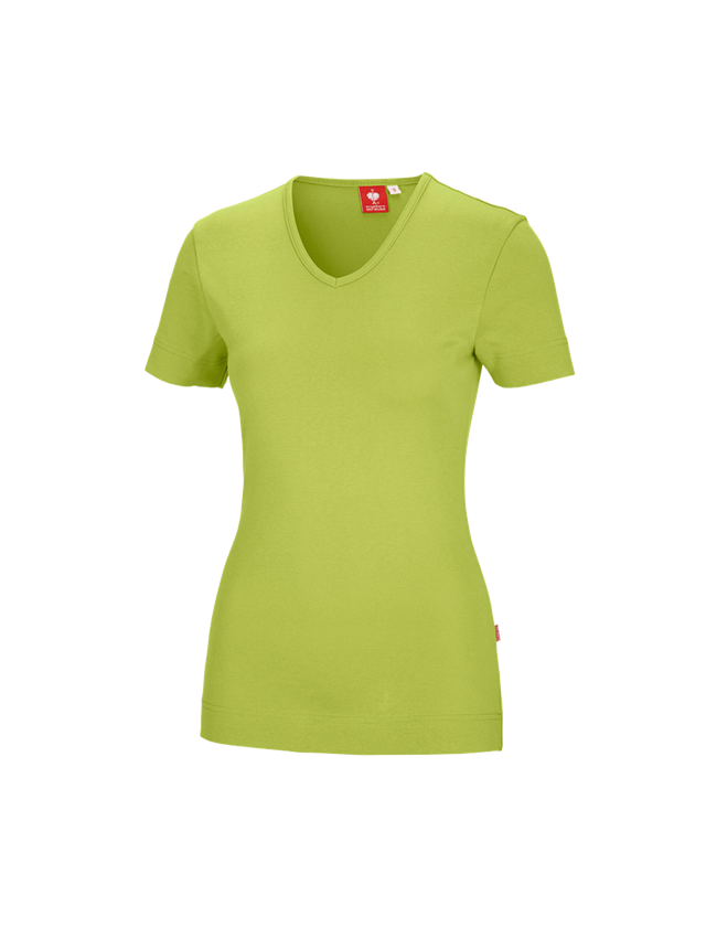 Hauts: e.s. T-shirt cotton V-Neck, femmes + vert mai
