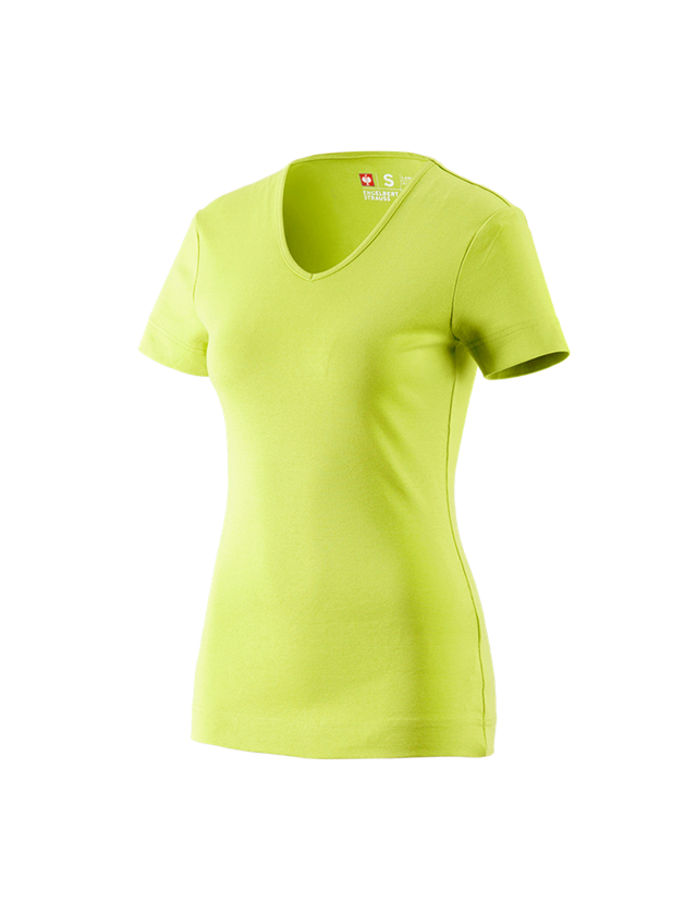 Horti-/ Sylvi-/ Agriculture: e.s. T-shirt cotton V-Neck, femmes + vert mai