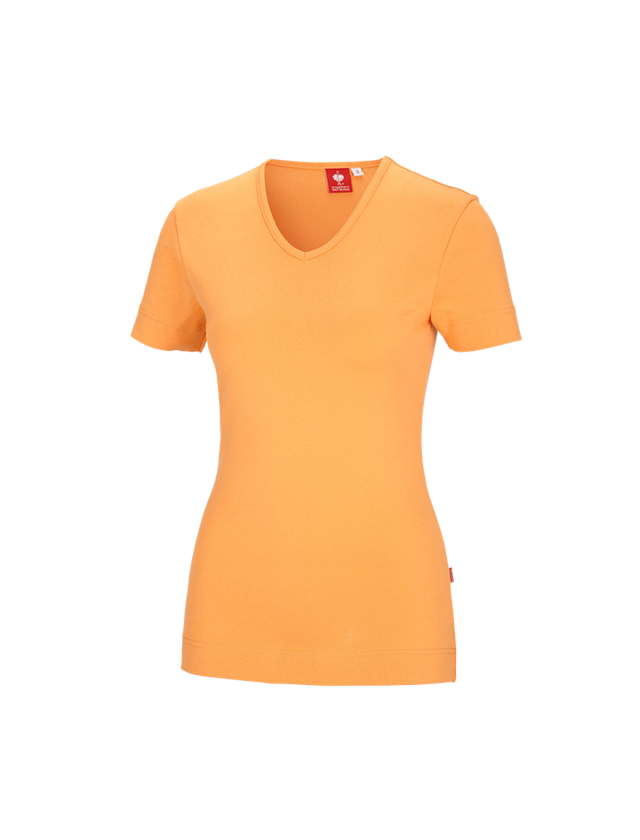 Hauts: e.s. T-shirt cotton V-Neck, femmes + orange clair