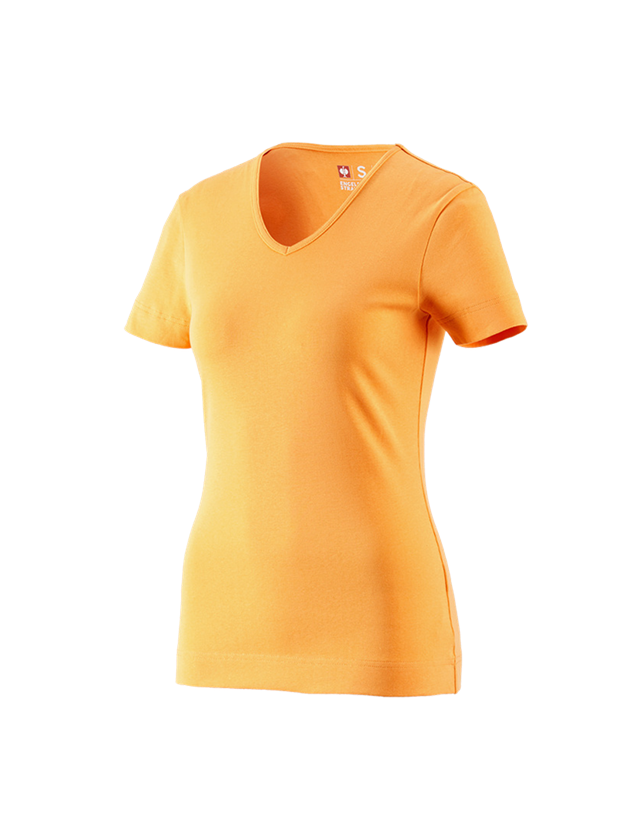 Loodgieter / Installateurs: e.s. T-Shirt cotton V-Neck, dames + licht oranje