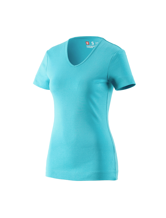 Hauts: e.s. T-shirt cotton V-Neck, femmes + bleu capri 2