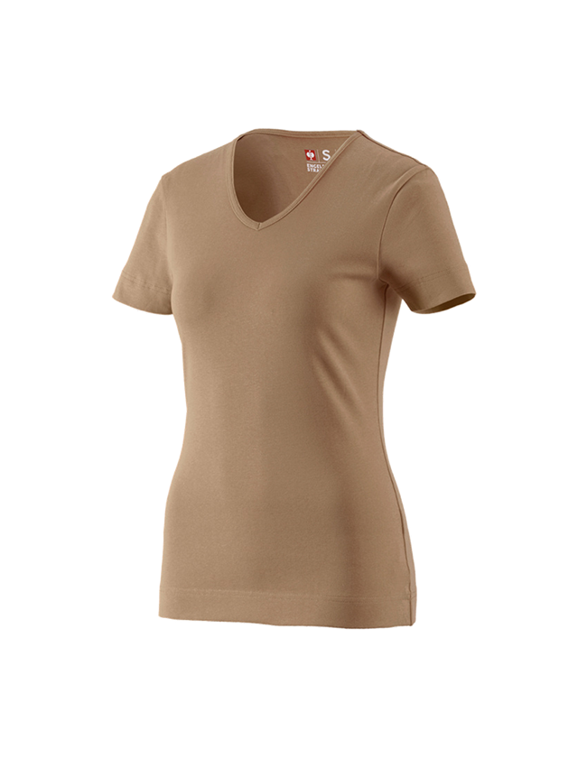 Horti-/ Sylvi-/ Agriculture: e.s. T-shirt cotton V-Neck, femmes + kaki
