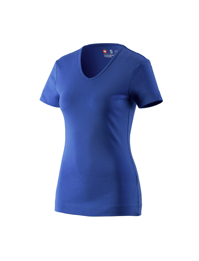 Tuin-/ Land-/ Bosbouw: e.s. T-Shirt cotton V-Neck, dames + korenblauw