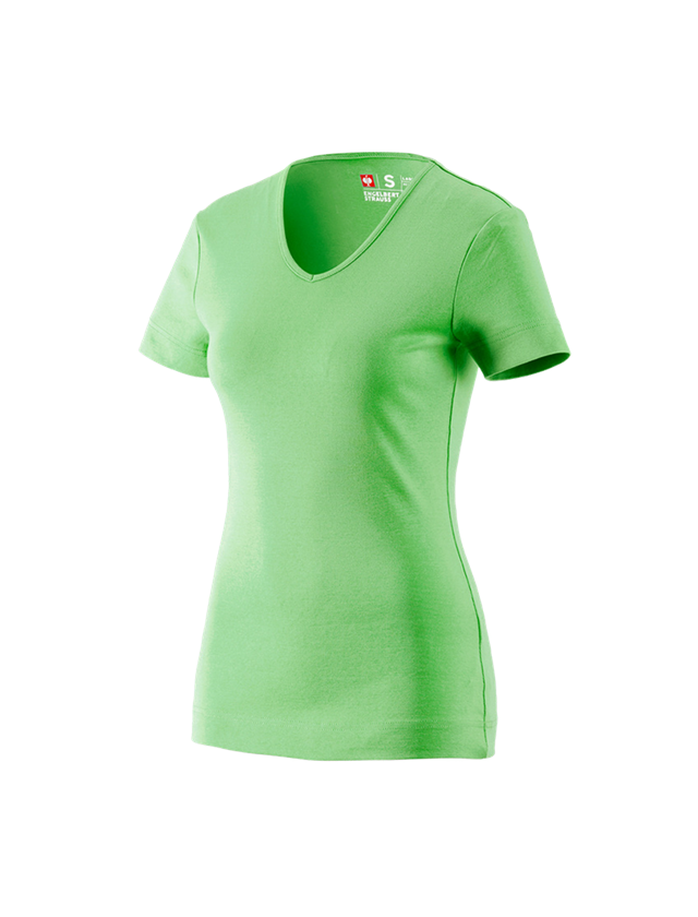 Installateurs / Plombier: e.s. T-shirt cotton V-Neck, femmes + vert pomme