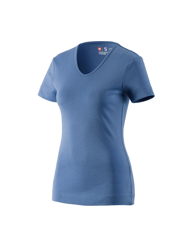 Bovenkleding: e.s. T-Shirt cotton V-Neck, dames + kobalt
