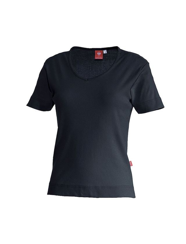 Hauts: e.s. T-shirt cotton V-Neck, femmes + bleu foncé