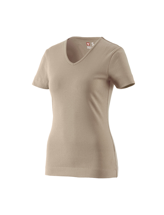 Bovenkleding: e.s. T-Shirt cotton V-Neck, dames + leem