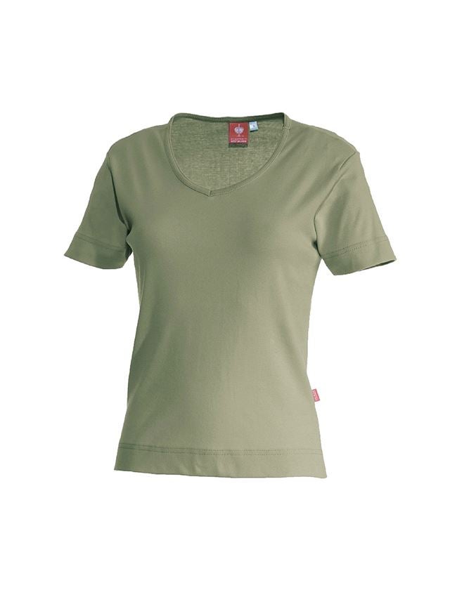 Hauts: e.s. T-shirt cotton V-Neck, femmes + roseau