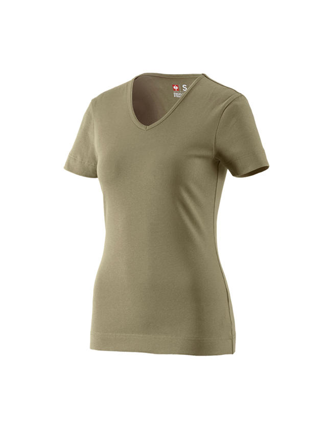 Horti-/ Sylvi-/ Agriculture: e.s. T-shirt cotton V-Neck, femmes + roseau