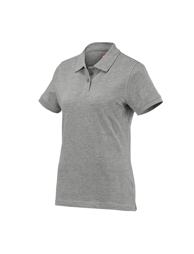 Bovenkleding: e.s. Polo-Shirt cotton, dames + grijs mêlee