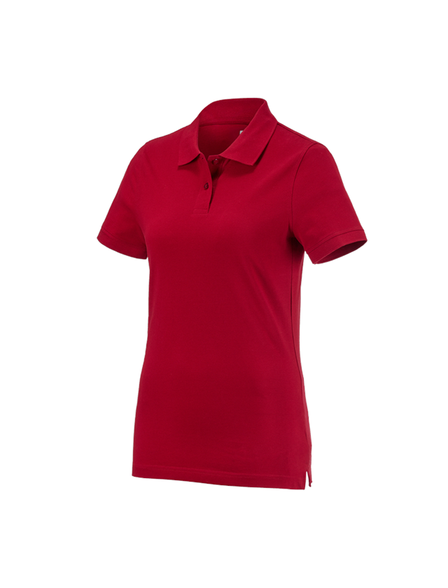 Bovenkleding: e.s. Polo-Shirt cotton, dames + vuurrood